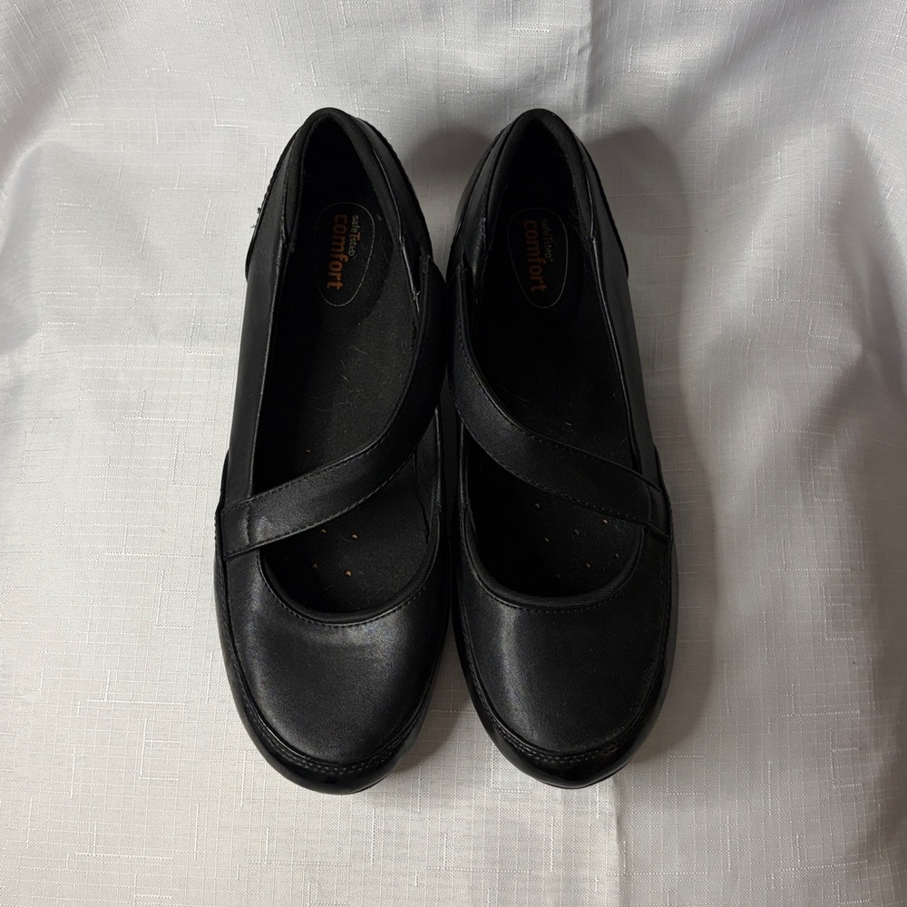 Safe T Step Comfort Black Flat Maryjane Style Shoes Sz 8 EUC